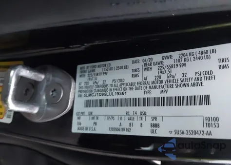 2020 Lincoln Corsair Standard из США, поврежденный, VIN 5LMCJ1D95LUL19361